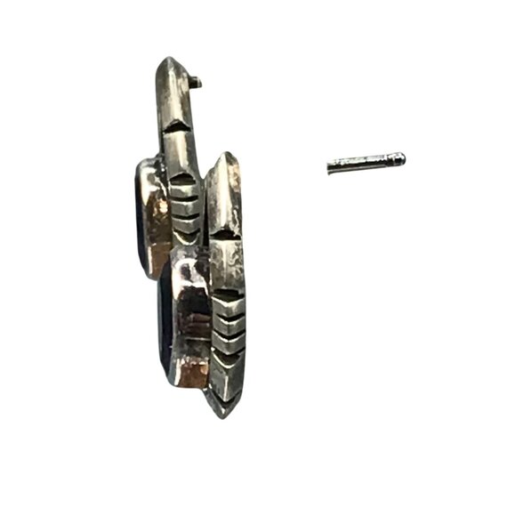 Vintage Sterling Silver and Amethyst Teardrop Stud Earrings, Estate Faceted Beze - Picture 9 of 13